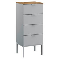 KOMMODE 40/100/42 cm  in Grau, Eichefarben  - Eichefarben/Alufarben, Trend, Holzwerkstoff/Kunststoff (40/100/42cm) - Stylife