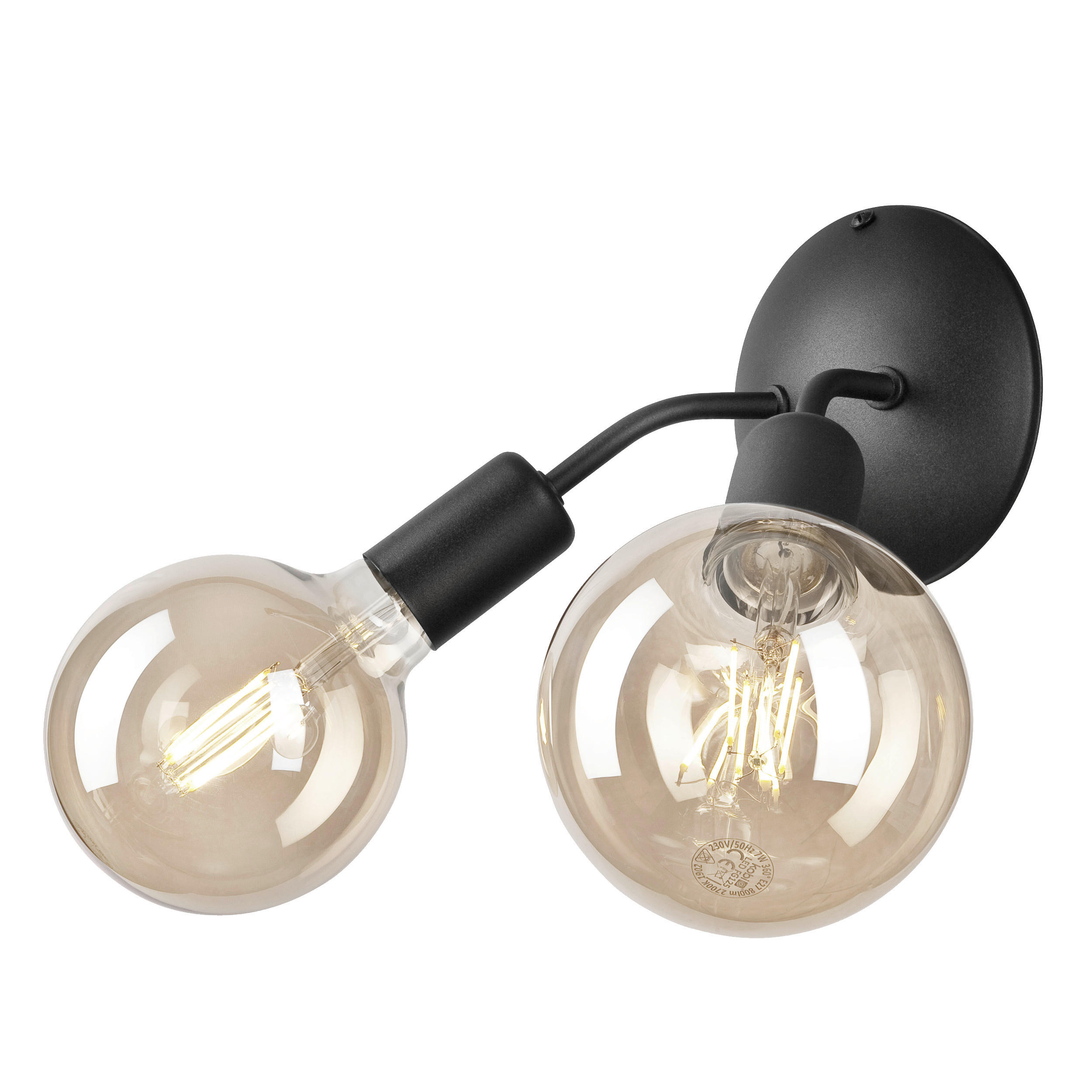 WANDLEUCHTE 15/23 cm   - Schwarz Hochglanz, KONVENTIONELL, Metall (15/23cm)