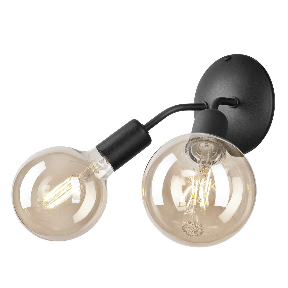 WANDLEUCHTE 15/23 cm   - Schwarz Hochglanz, KONVENTIONELL, Metall (15/23cm)