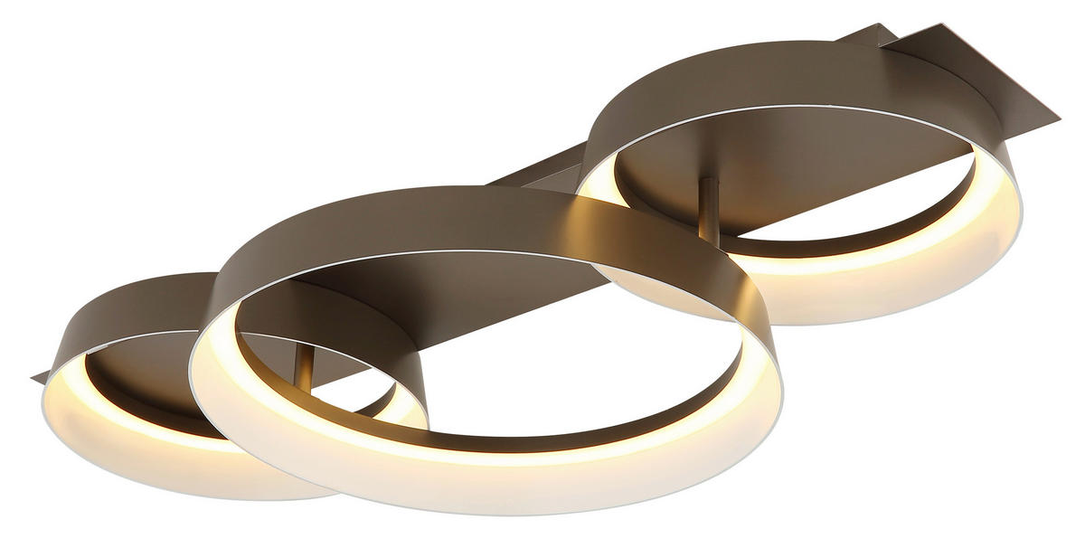 LED-DECKENLEUCHTE 70/35/12 cm   - Opal/Braun, Design, Kunststoff/Metall (70/35/12cm) - Globo