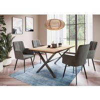 TISCHGRUPPE   - Anthrazit/Eiche Artisan, MODERN, Textil/Metall (160 - 200/76/90cm) - MID.YOU