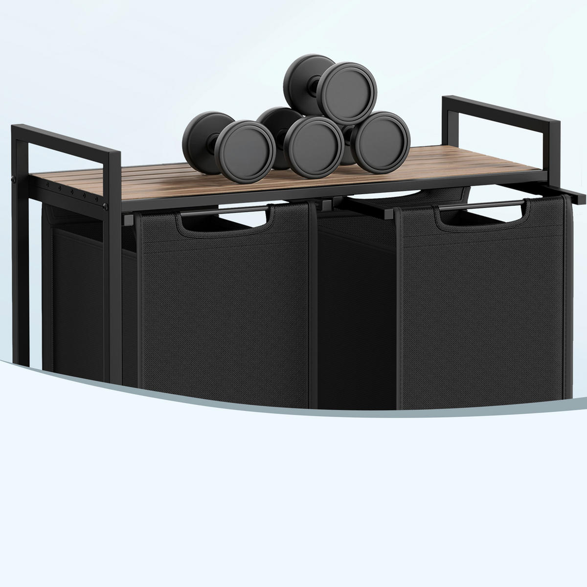 WÄSCHEKORB - Eichefarben/Schwarz, Trend, Holzwerkstoff/Textil (73/72/33cm) - Boxxx