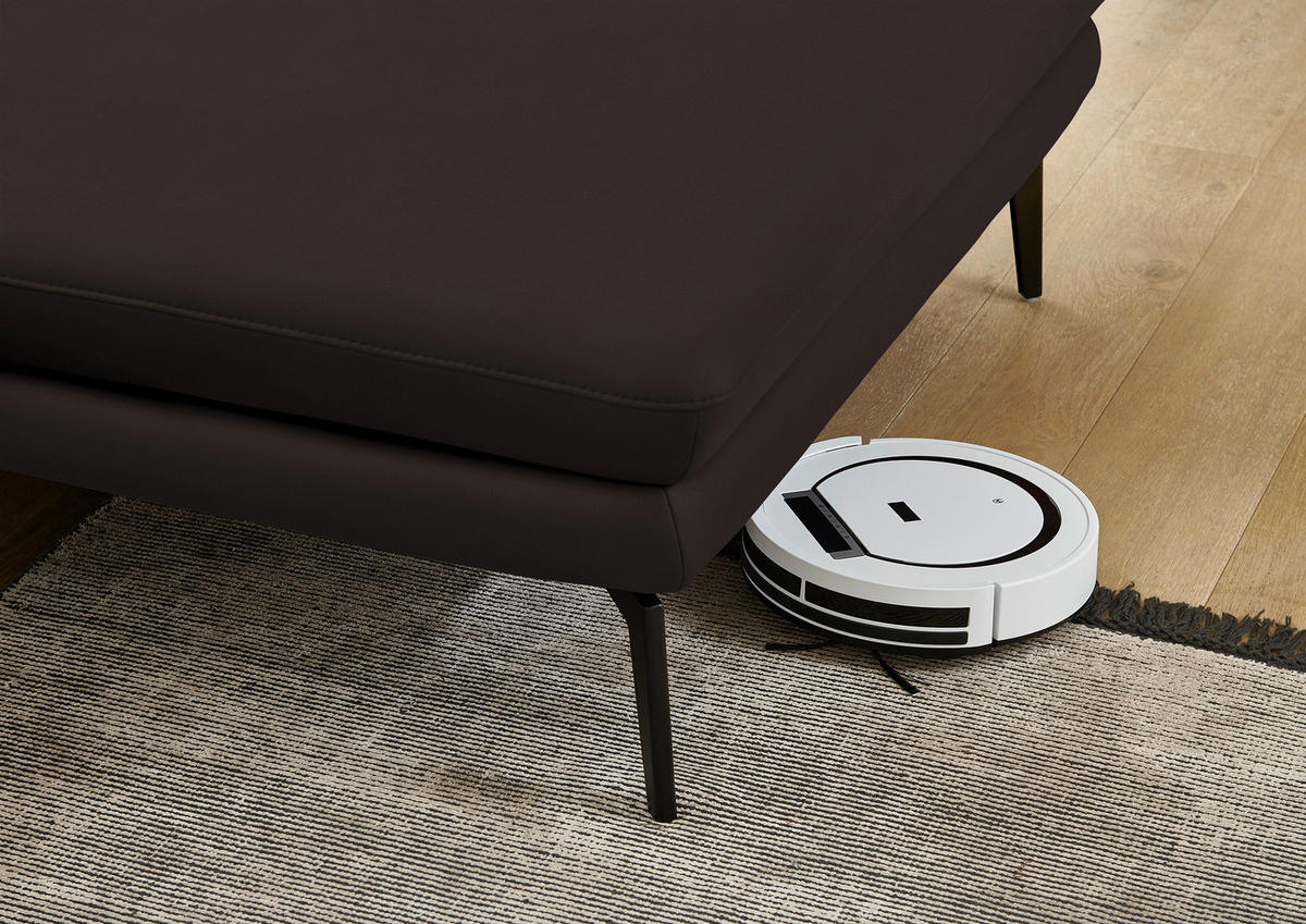 ECKSOFA in Echtleder Braun  - Schwarz/Braun, Design, Leder/Metall (310/180cm) - Dieter Knoll