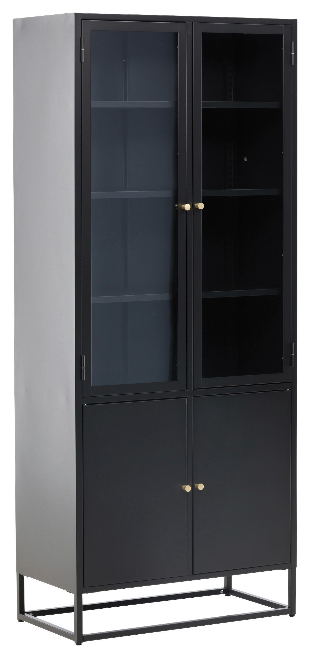 VITRINE in Schwarz  - Schwarz, Design, Glas/Metall (80/190/41cm) - Livetastic