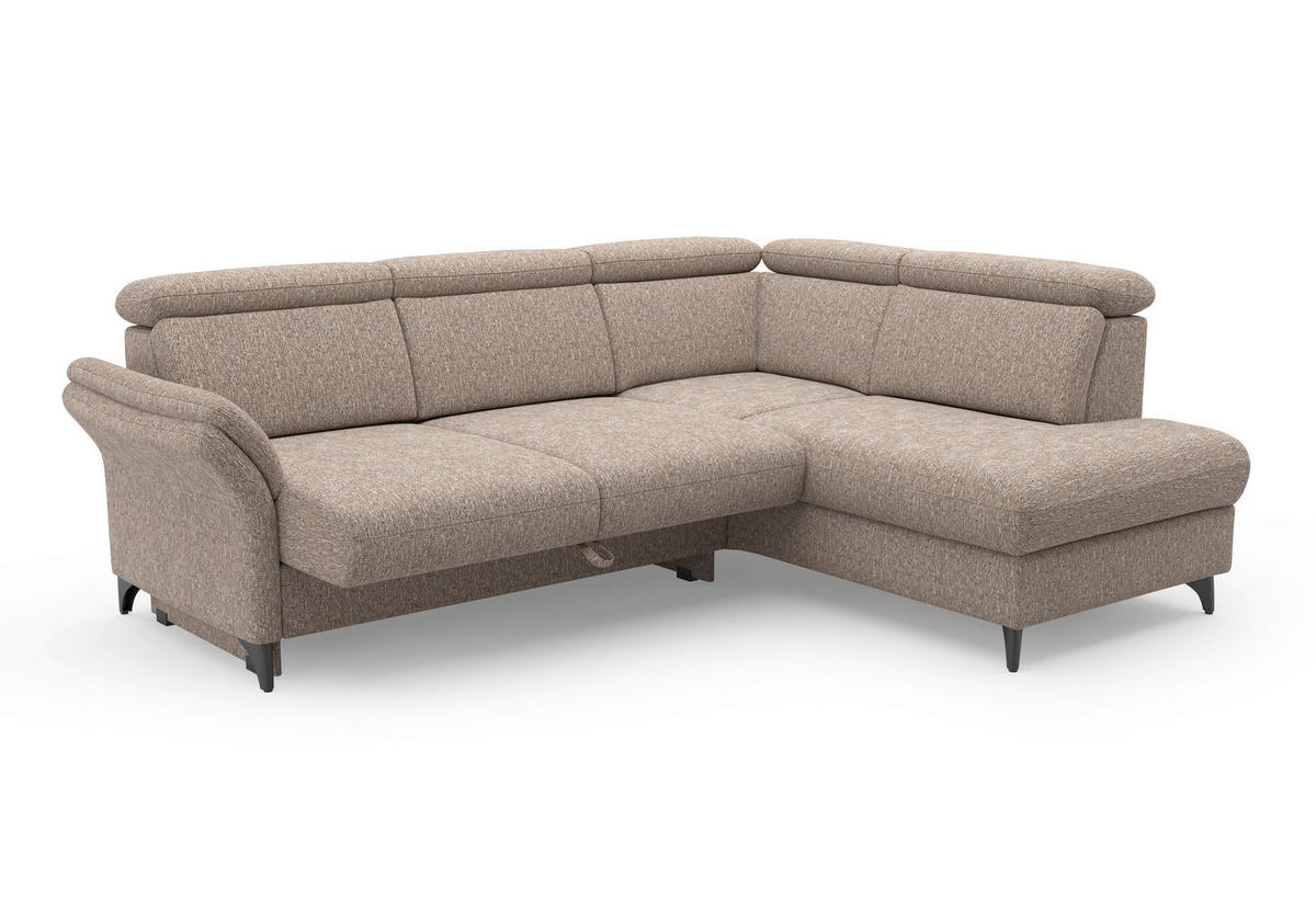 ECKSOFA GLENDALE E Cappuccino Chenille  - Schwarz/Cappuccino, KONVENTIONELL, Textil/Metall (247/193cm) - Sit & More