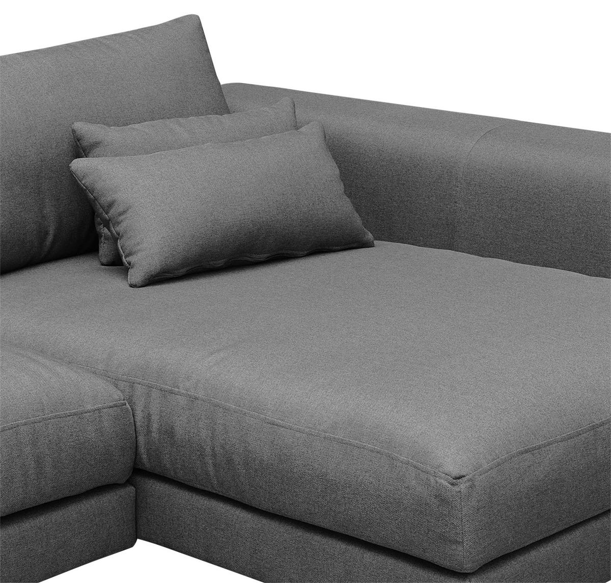 ECKSOFA in Flachgewebe Dunkelgrau  - Dunkelgrau/Schwarz, Design, Textil/Metall (313/172cm) - Livetastic