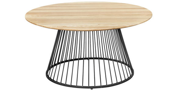 COUCHTISCH Eiche massiv 80/80/40 cm rund Schwarz, Eichefarben  - Eichefarben/Schwarz, Natur, Holz/Metall (80/80/40cm) - Cantus