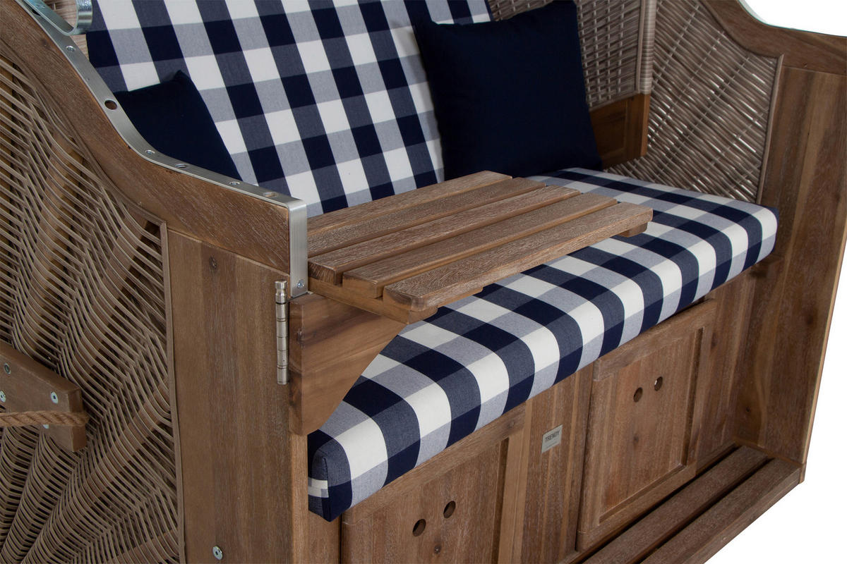 STRANDKORB - Blau/Weiß, KONVENTIONELL, Holz/Kunststoff (130/80/165cm) - Siena Garden