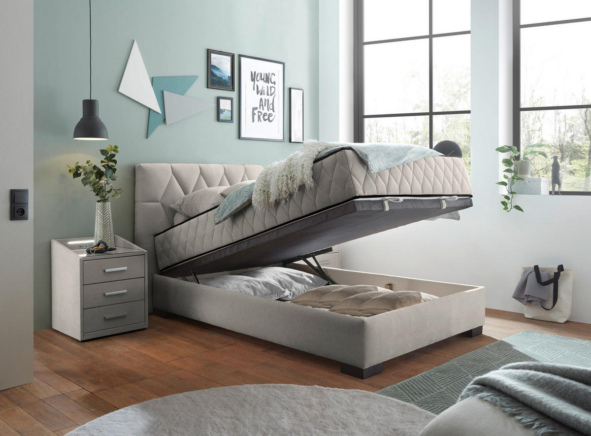 BOXBETT 120/200 cm  in Beige  - Beige/Schwarz, Modern, Holzwerkstoff/Kunststoff (120/200cm) - MID.YOU