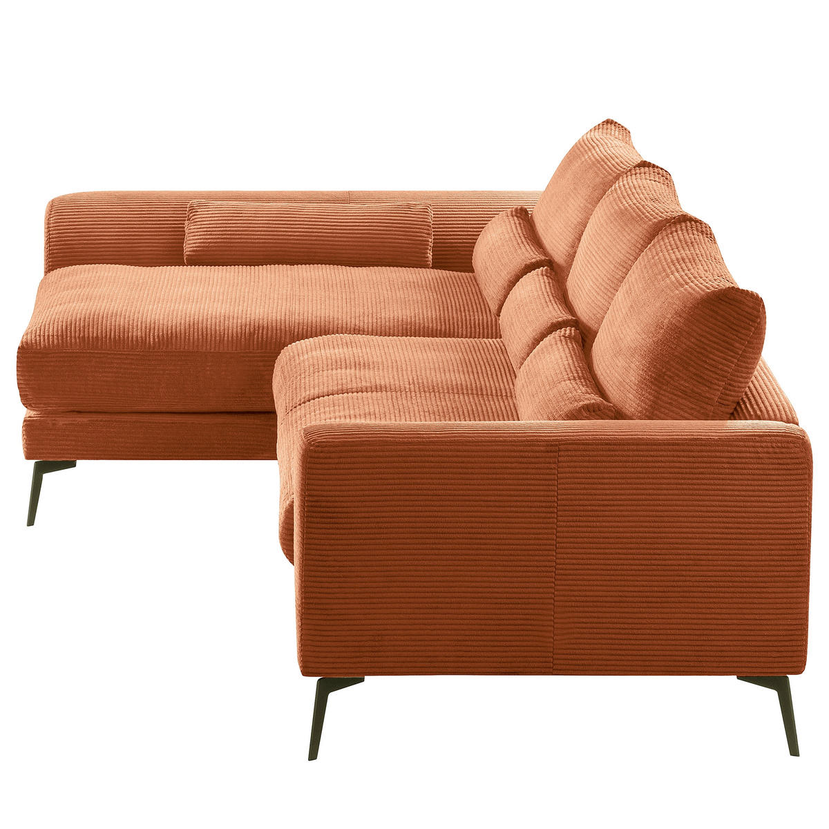 ECKSOFA Kupferfarben Cord Nierenkissen, Rückenkissen  - Schwarz/Kupferfarben, Design, Textil/Metall (172/313cm) - P & B