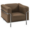SESSEL in Echtleder Hellbraun  - Chromfarben/Hellbraun, Design, Leder/Metall (91/67/96cm) - Johann Jakob