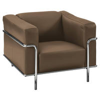 SESSEL in Echtleder Hellbraun  - Chromfarben/Hellbraun, Design, Leder/Metall (91/67/96cm) - Johann Jakob