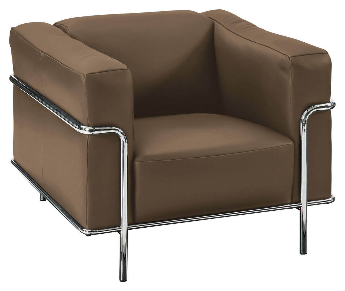 SESSEL in Echtleder Hellbraun  - Chromfarben/Hellbraun, Design, Leder/Metall (91/67/96cm) - Johann Jakob