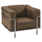 SESSEL in Echtleder Hellbraun  - Chromfarben/Hellbraun, Design, Leder/Metall (91/67/96cm) - Johann Jakob