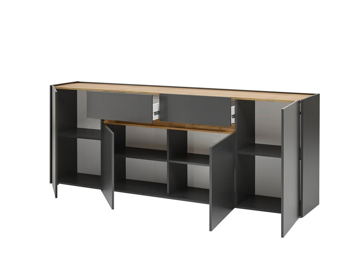 SIDEBOARD  223/86/40 cm 2 Schublade(n)  - Anthrazit/Eiche Wotan, Design, Holzwerkstoff/Kunststoff (223/86/40cm) - Modante