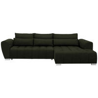 ECKSOFA in Webstoff Dunkelgrün  304/218 cm  - Dunkelgrün/Silberfarben, MODERN, Kunststoff/Textil (304/218cm) - Carryhome