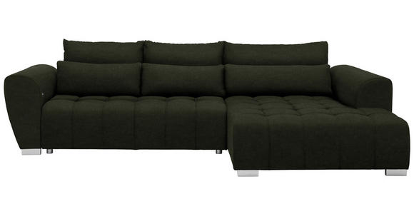 ECKSOFA in Webstoff Dunkelgrün 304/218 cm - Dunkelgrün/Silberfarben, MODERN, Kunststoff/Textil (304/218cm) - Carryhome