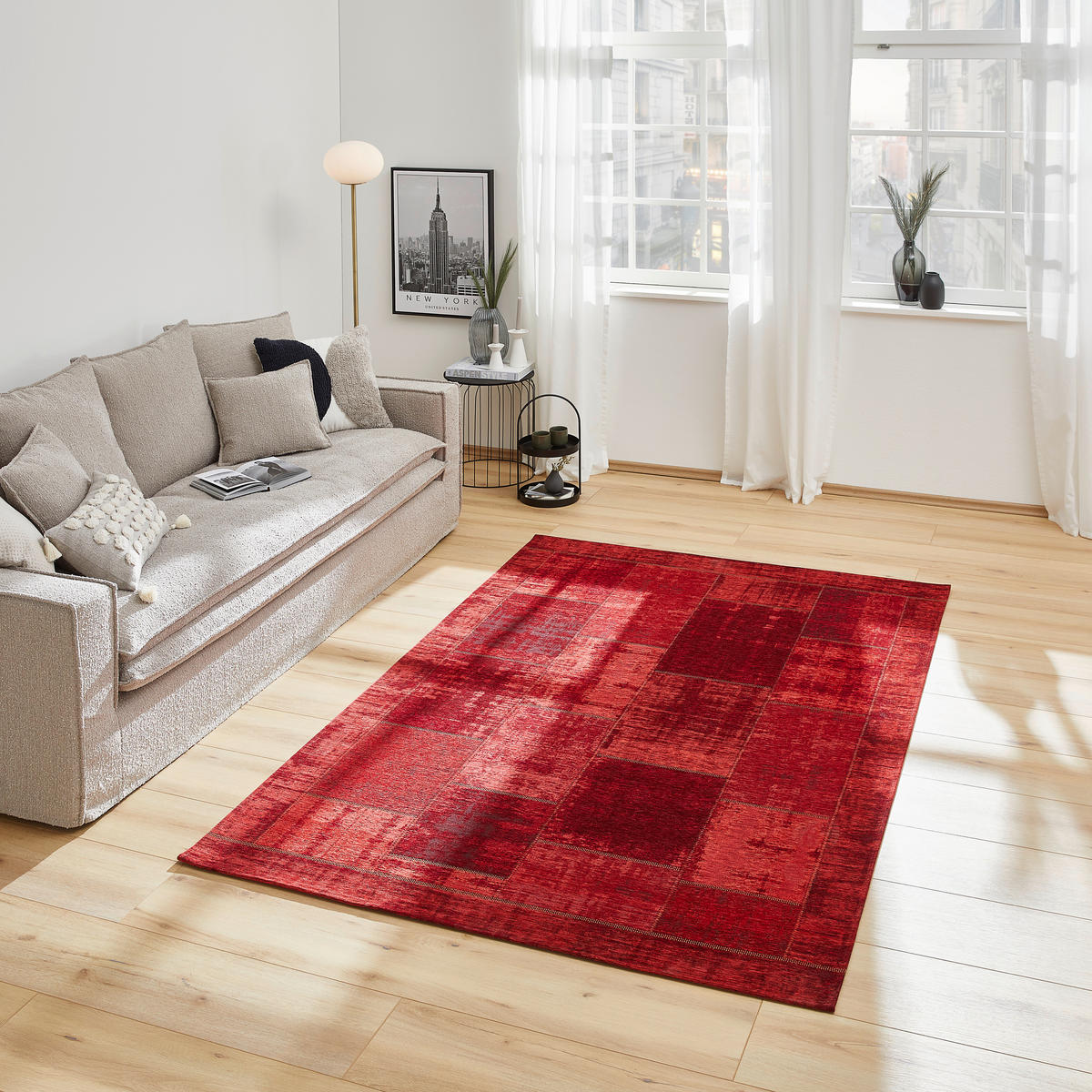 FLACHWEBETEPPICH 60/90 cm Dunkelrot  - Dunkelrot, Trend, Textil (60/90cm) - Novel