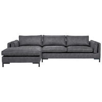 ECKSOFA in Lederlook Grau  - Schwarz/Grau, Design, Textil/Metall (160/295cm) - Livetastic