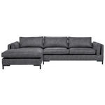 ECKSOFA in Lederlook Grau  - Schwarz/Grau, Design, Textil/Metall (160/295cm) - Hom`in