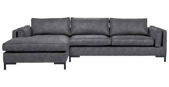 ECKSOFA in Lederlook Grau  - Schwarz/Grau, Design, Textil/Metall (160/295cm) - Hom`in