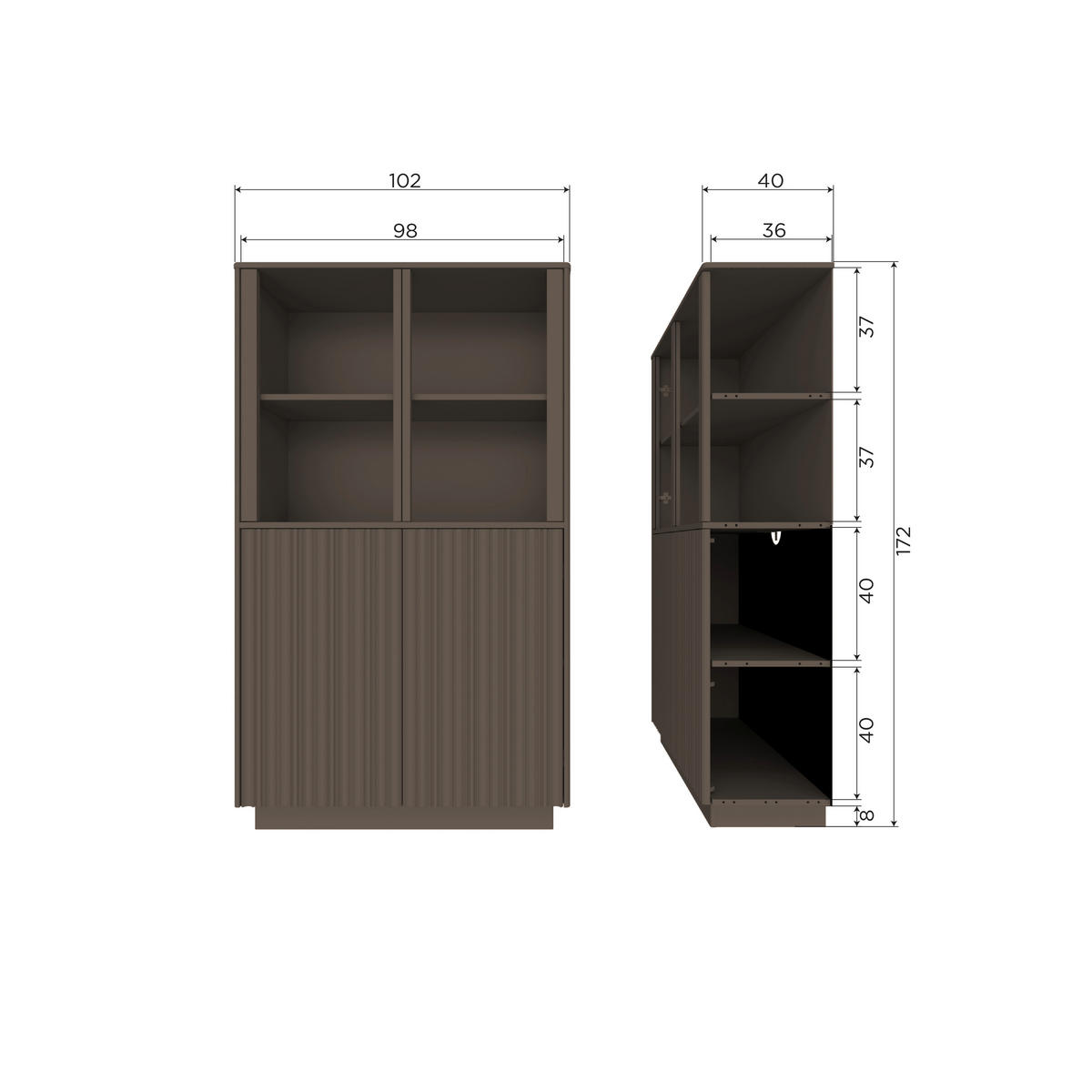 VITRINE Nova in Kiefer Braun  - Braun, Design, Glas/Holz (67/215/40cm) - Livetastic