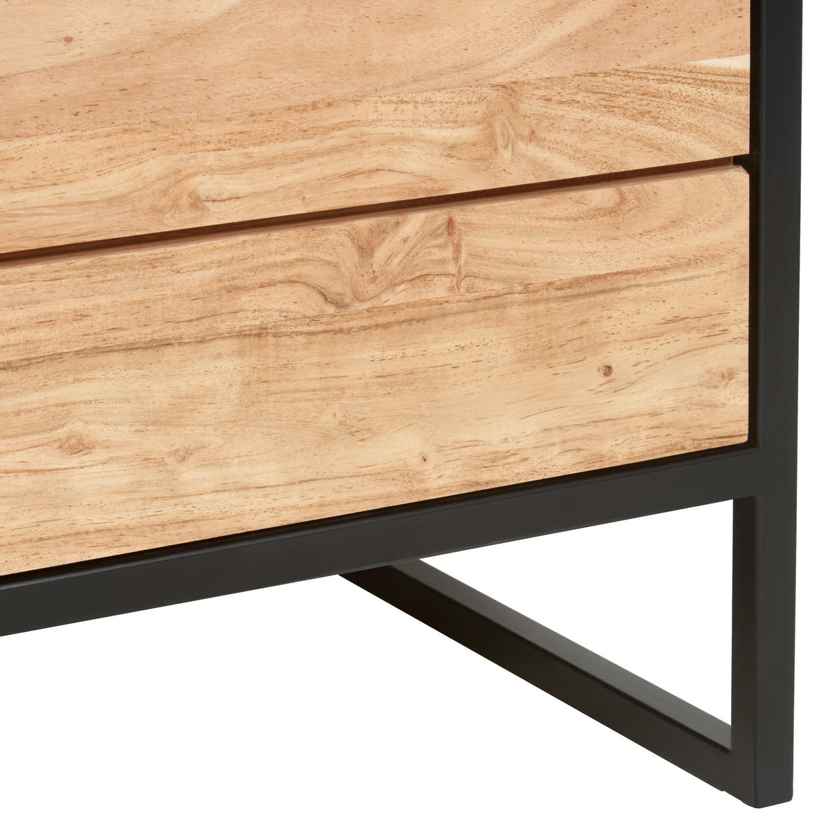 VITRINE in massiv Akazie Honig, Schwarz  - Schwarz/Honig, Design, Glas/Holz (93/184/42cm) - MID.YOU