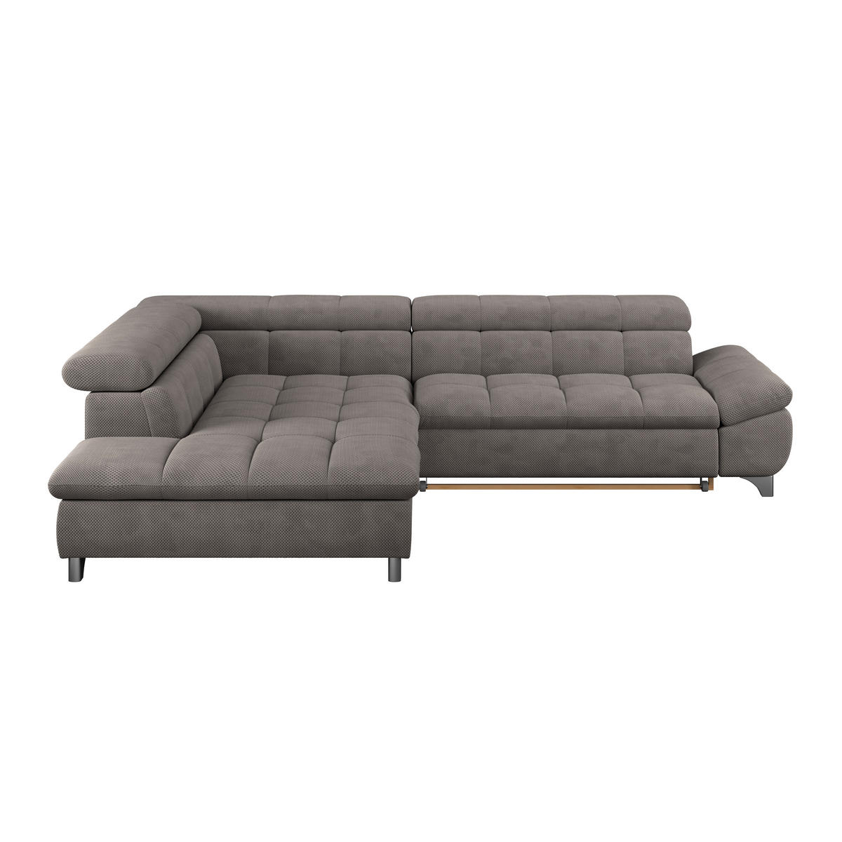 ECKSOFA Braun Chenille  - Chromfarben/Braun, KONVENTIONELL, Textil/Metall (234/312cm) - Livetastic