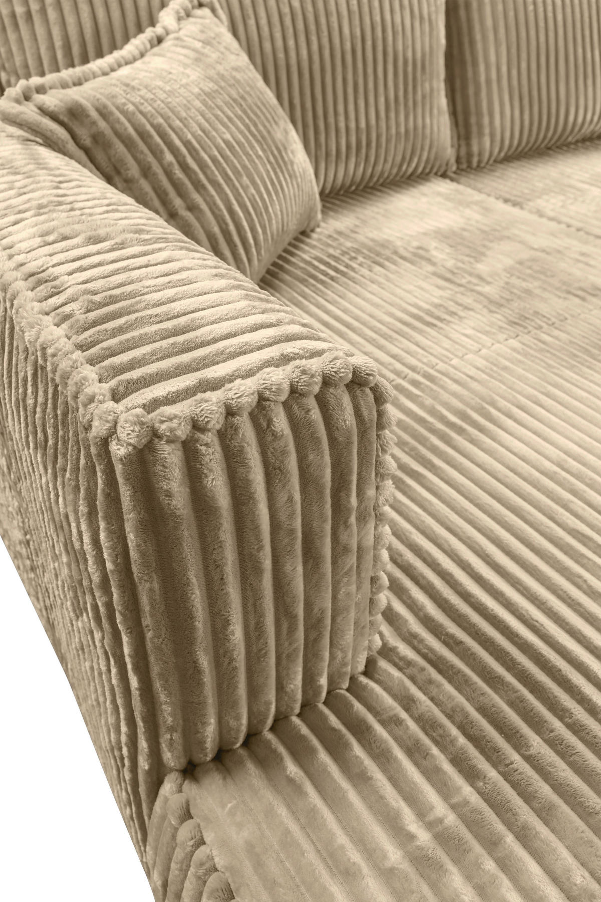 ECKSOFA in Cord Beige  - Beige/Schwarz, Modern, Holz/Textil (208/322cm) - MID.YOU