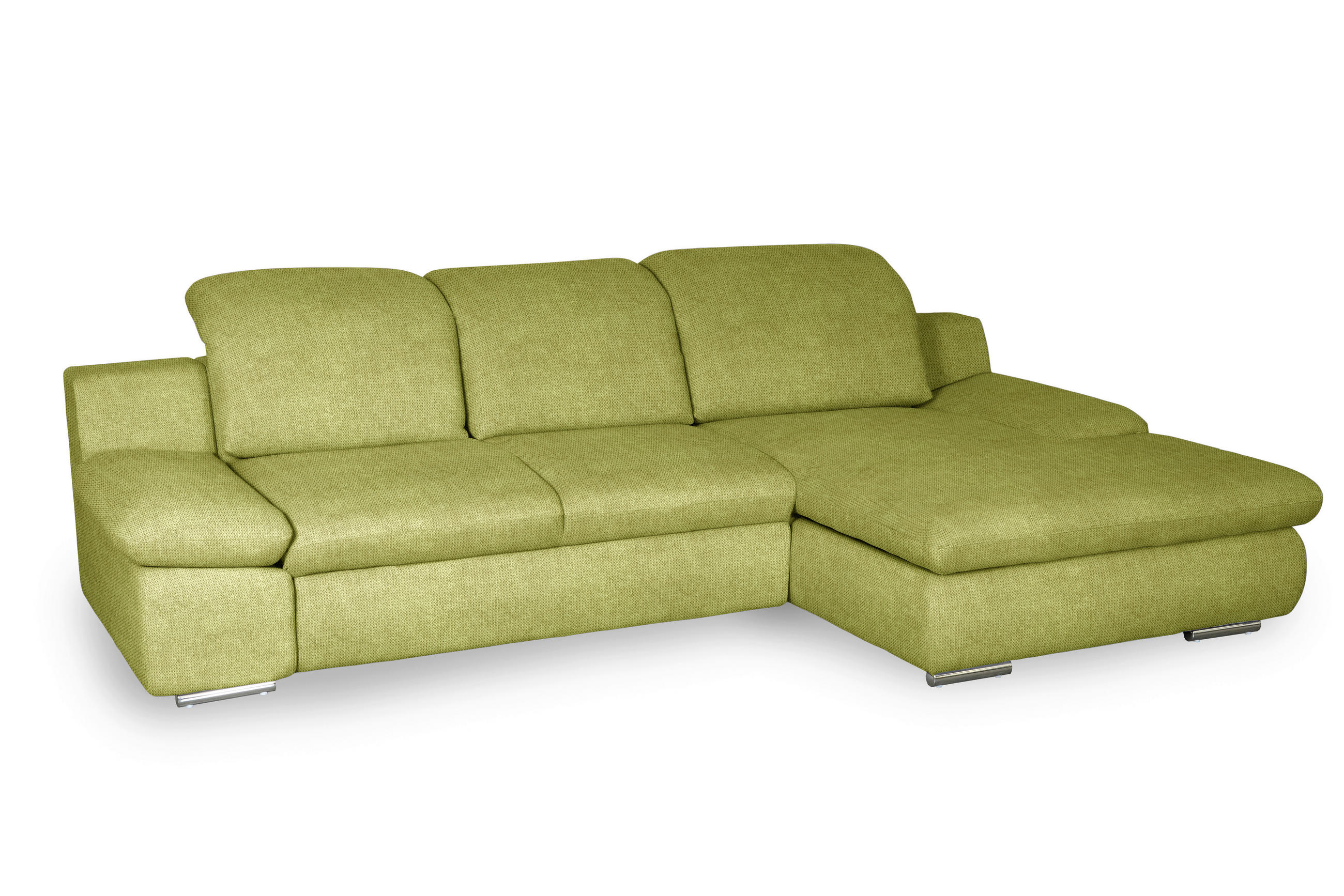 ECKSOFA in Chenille Grün  286/165 cm  - Chromfarben/Grün, Design, Textil/Metall (286/165cm) - Livetastic