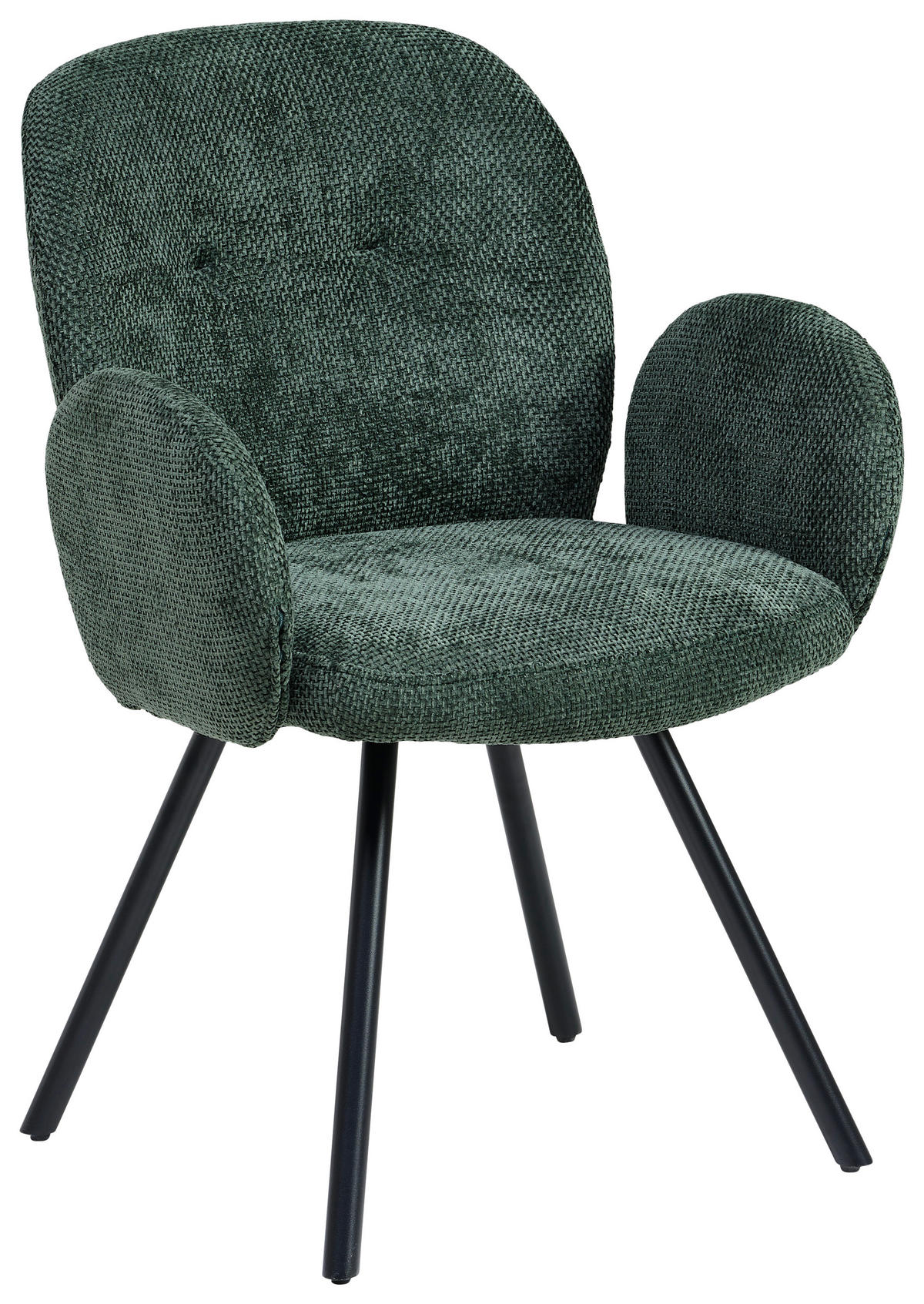 STOLIČKA S PODRÚČKAMI, železo, ženilka, čierna, tmavozelená - čierna/tmavozelená, Lifestyle, kov/drevo (60/87/65cm) - Livetastic