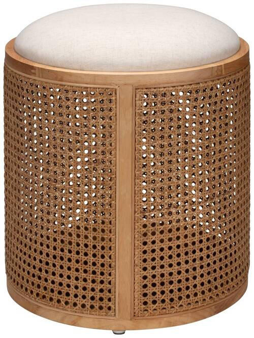 HOCKER Flachgewebe Rattan, Kautschukholz Naturfarben, Beige  - Beige/Naturfarben, KONVENTIONELL, Holz/Textil (40/45/40cm) - MID.YOU