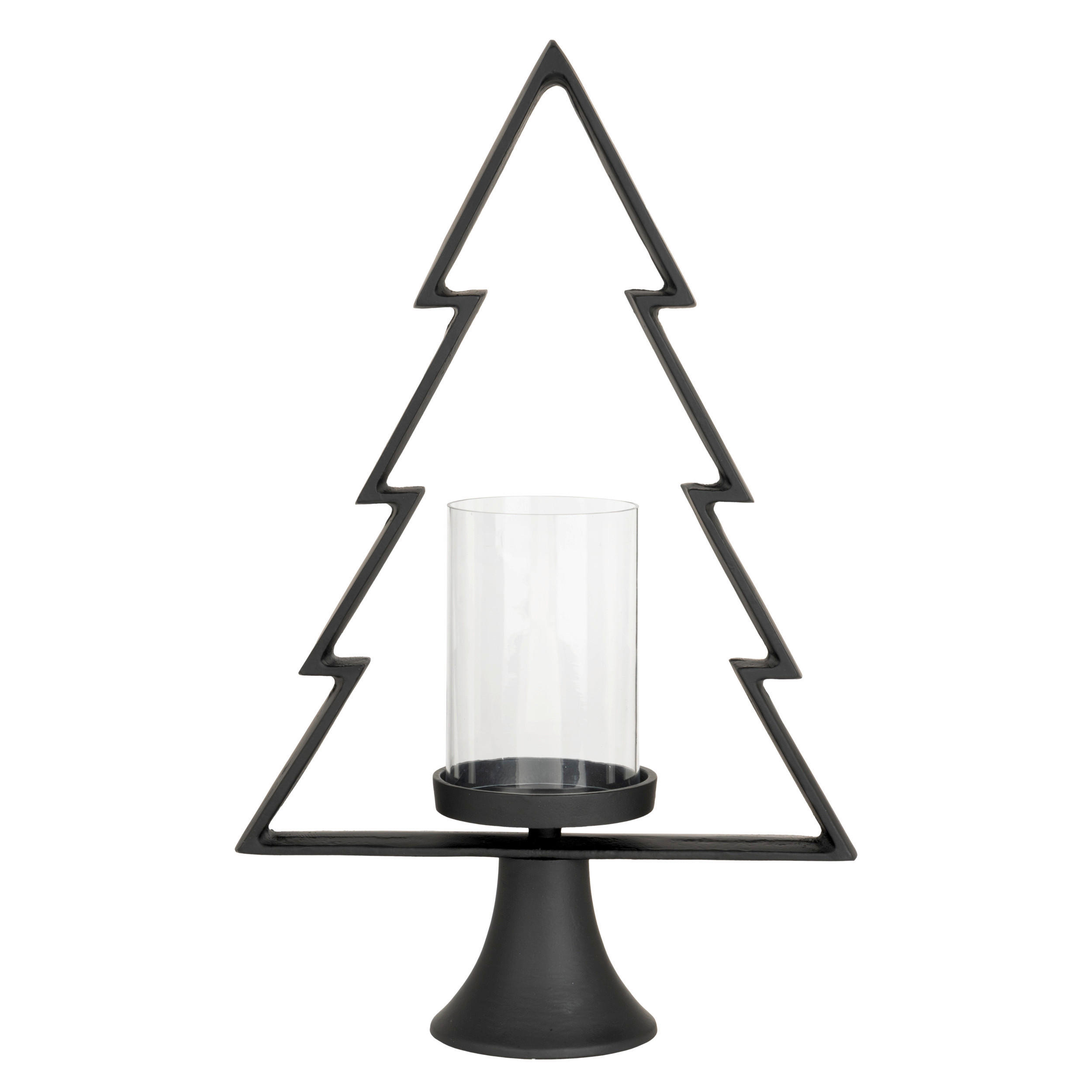 KERZENHALTER - Klar/Schwarz, LIFESTYLE, Glas/Metall (31/11.5/50cm)