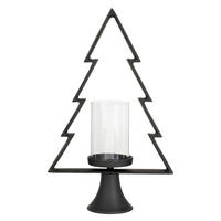 KERZENHALTER - Klar/Schwarz, LIFESTYLE, Glas/Metall (31/11.5/50cm)