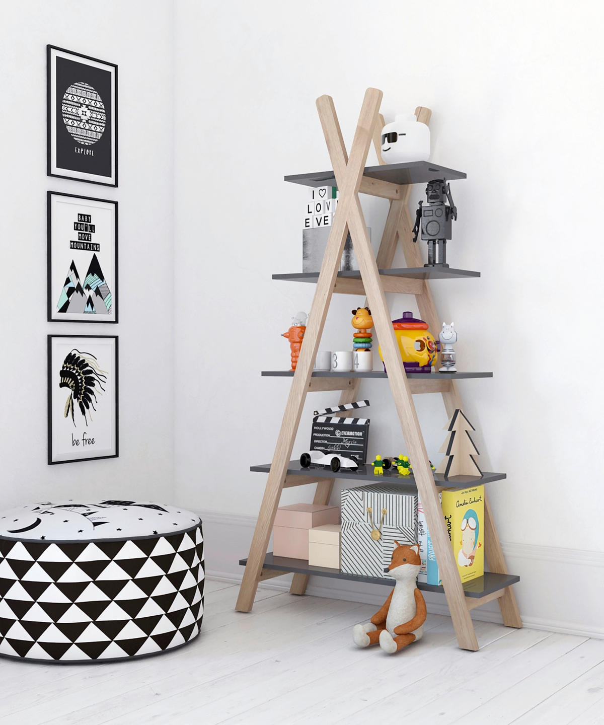 REGAL  90/170/35 cm Grau, Naturfarben  - Naturfarben/Grau, Design, Holz/Holzwerkstoff (90/170/35cm) - Livetastic