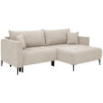 ECKSOFA Beige Velours  - Beige/Schwarz, KONVENTIONELL, Textil/Metall (226/155cm) - Carryhome