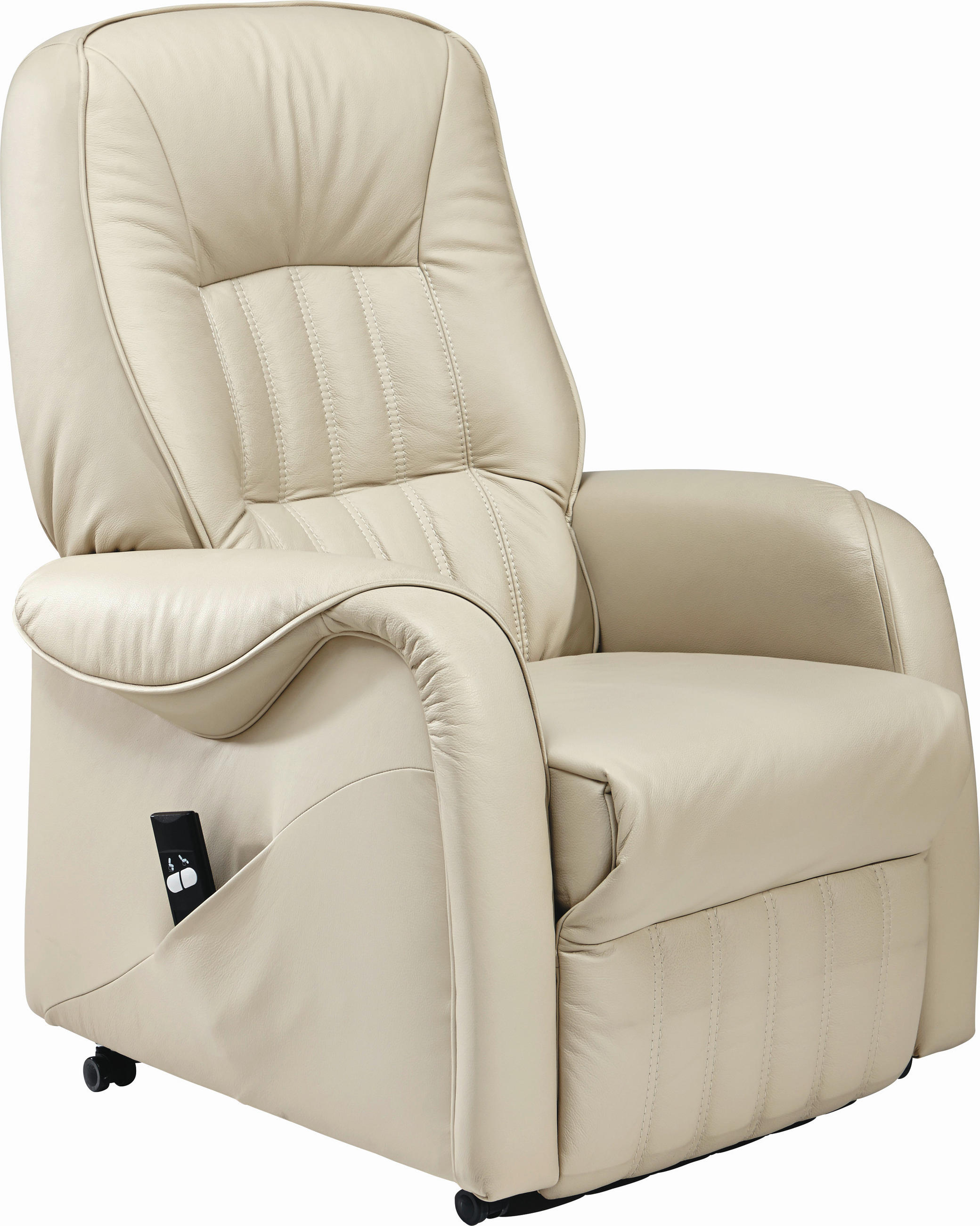 FERNSEHSESSEL  mit Relaxfunktion, Aufstehhilfe Echtleder Creme  - Creme/Schwarz, KONVENTIONELL, Leder (78/107/93cm) - Himolla