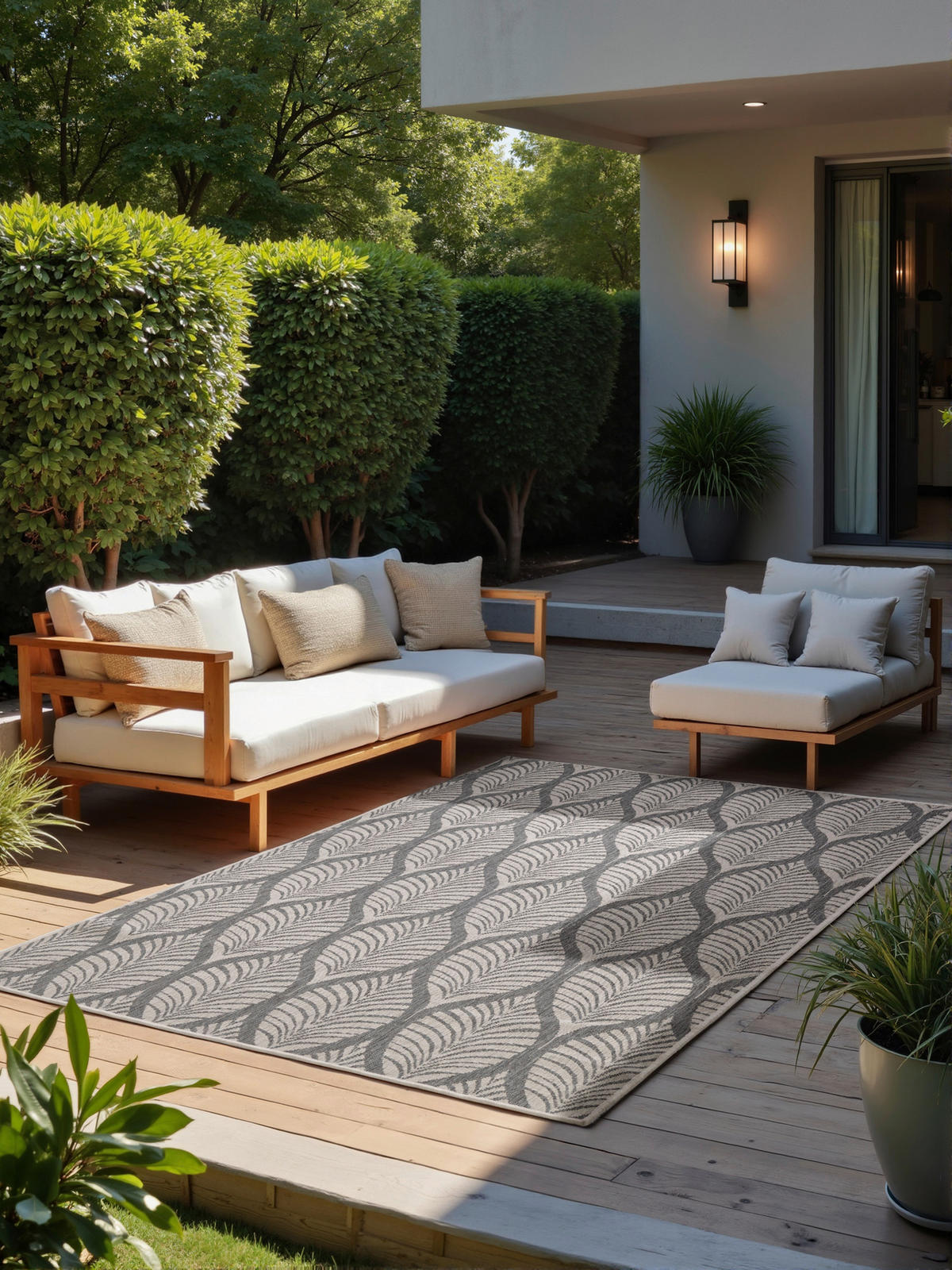 OUTDOORTEPPICH 120/170 cm Duet Grau, Weiß  - Weiß/Grau, Design, Kunststoff (120/170cm)