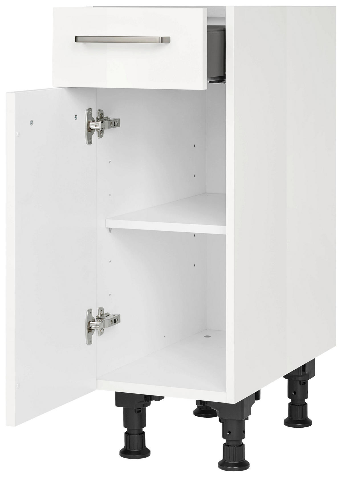 SCHUBKASTENUNTERSCHRANK 30/87/56 cm  in Weiß Hochglanz  - Edelstahlfarben/Weiß Hochglanz, MODERN, Holzwerkstoff/Metall (30/87/56cm) - Nobilia