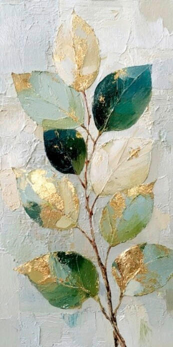 Euroart Leinwandbild Soft Green Leaves II Mehrfarbig 20x40 cm