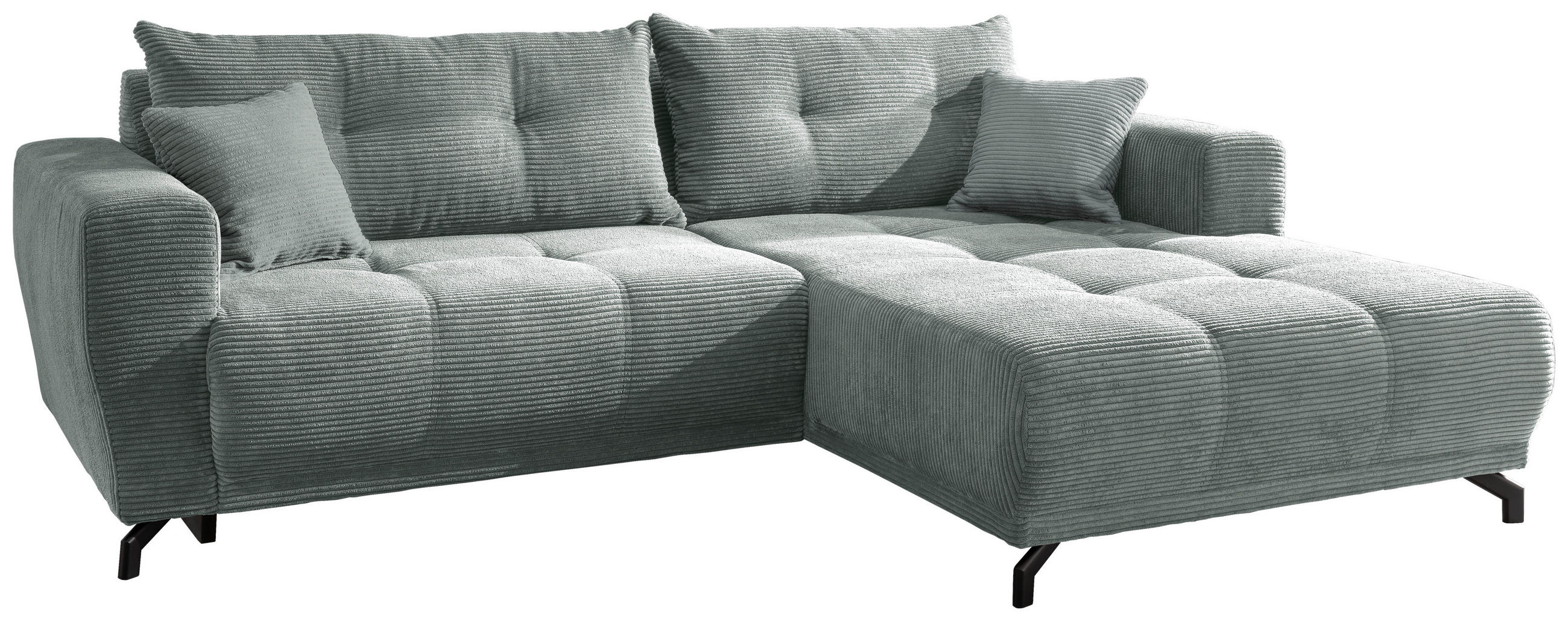 ECKSOFA  Cord Hellblau  - Schwarz/Hellblau, Modern, Textil/Metall (246/177cm) - MID.YOU