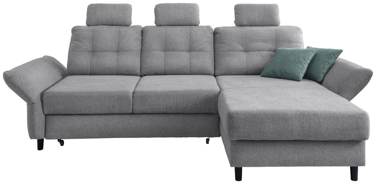 ECKSOFA Chenille Silberfarben  - Mintgrau/Silberfarben, Modern, Holz/Textil (250-280/176cm) - Livetastic
