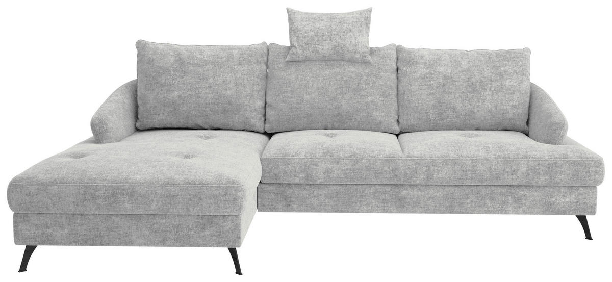 ECKSOFA in Webstoff Hellgrau  - Hellgrau/Schwarz, KONVENTIONELL, Textil/Metall (183/293cm) - Carryhome