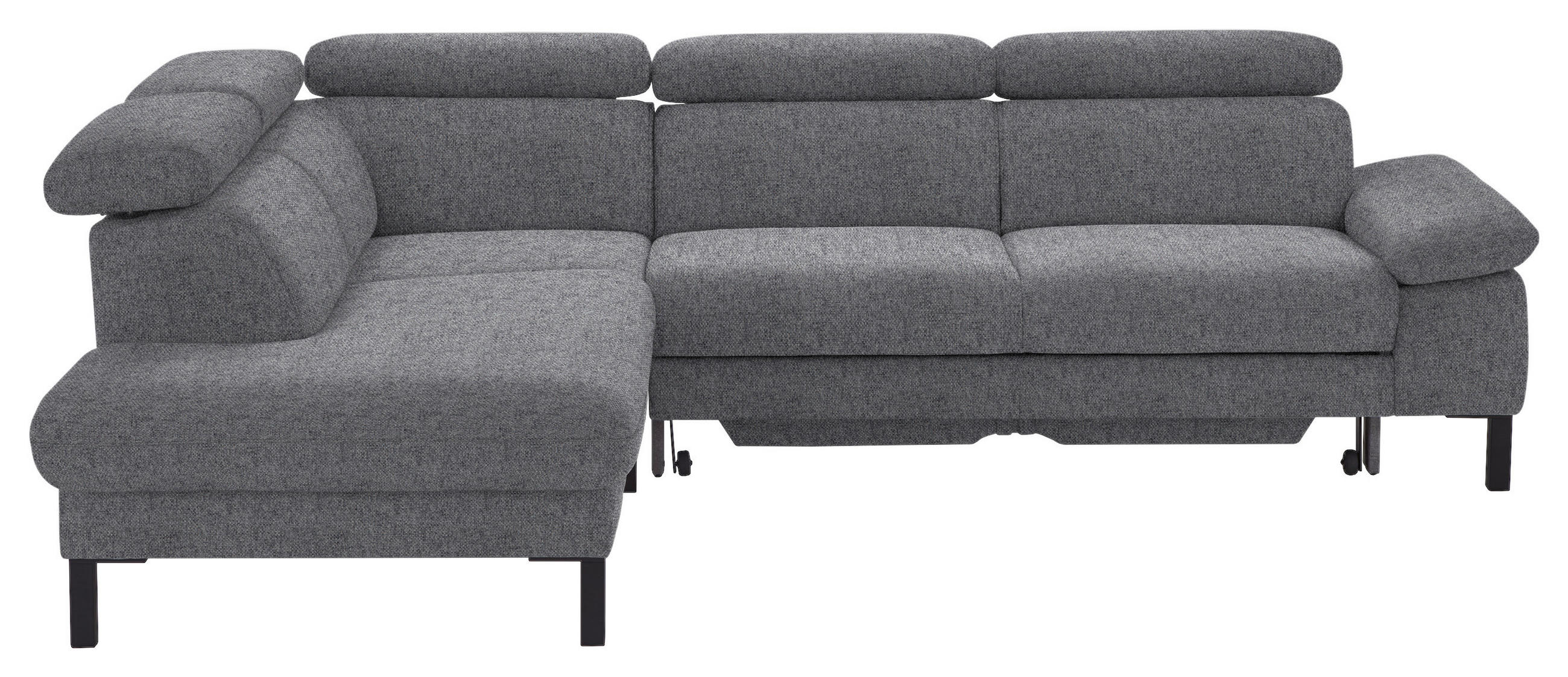 ECKSOFA in Flachgewebe Grau  - Schwarz/Grau, Design, Holzwerkstoff/Textil (217/272cm) - Pure Home Comfort