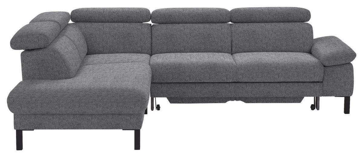ECKSOFA in Flachgewebe Grau  - Schwarz/Grau, Design, Holzwerkstoff/Textil (217/272cm) - Pure Home Comfort