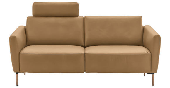 2-SITZER-SOFA  in Echtleder Honig   - Eichefarben/Beige, Natur, Leder/Holz (207/86/87cm) - Valnatura