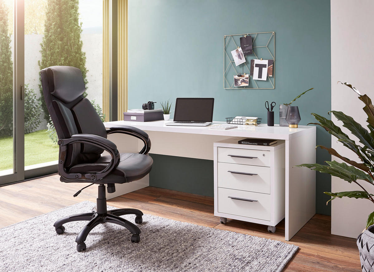 PÍSACÍ STÔL, biela s vysokým leskom, 180/69/75 cm - biela s vysokým leskom, Design, kompozitné drevo (180/69/75cm) - Xora