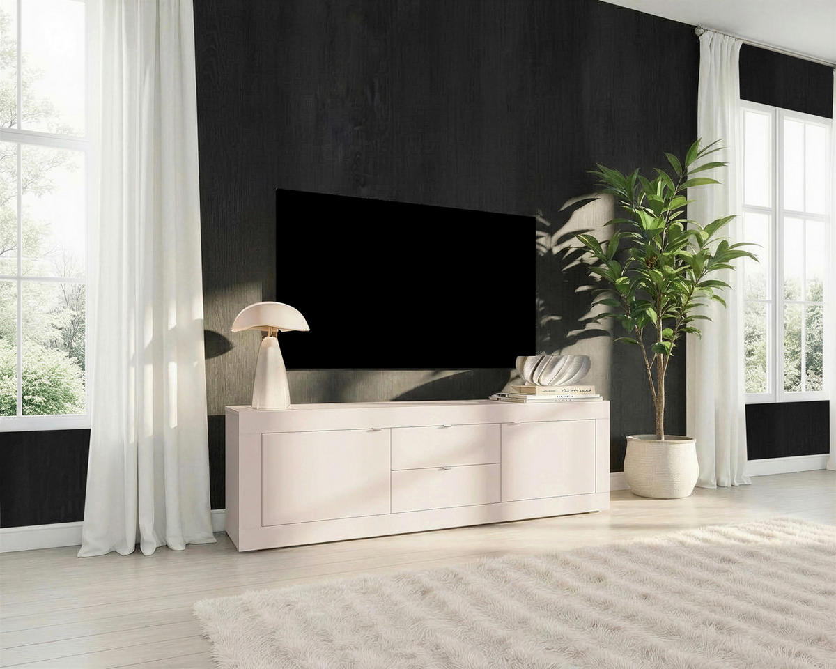 LOWBOARD  in 210/65/43 cm  - Kaschmir/Schwarz, Design, Holzwerkstoff/Kunststoff (210/65/43cm) - MID.YOU