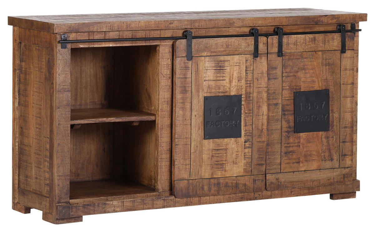 SIDEBOARD  in 160/85/45 cm  - Schwarz/Naturfarben, LIFESTYLE, Holz/Metall (160/85/45cm) - Landscape