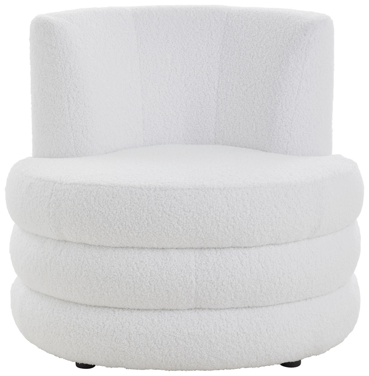 DESIGNSESSEL in Flachgewebe, Teddystoff Weiss  - Weiss/Edelstahlfarben, Trend, Textil/Metall (90/82/85cm) - Livetastic